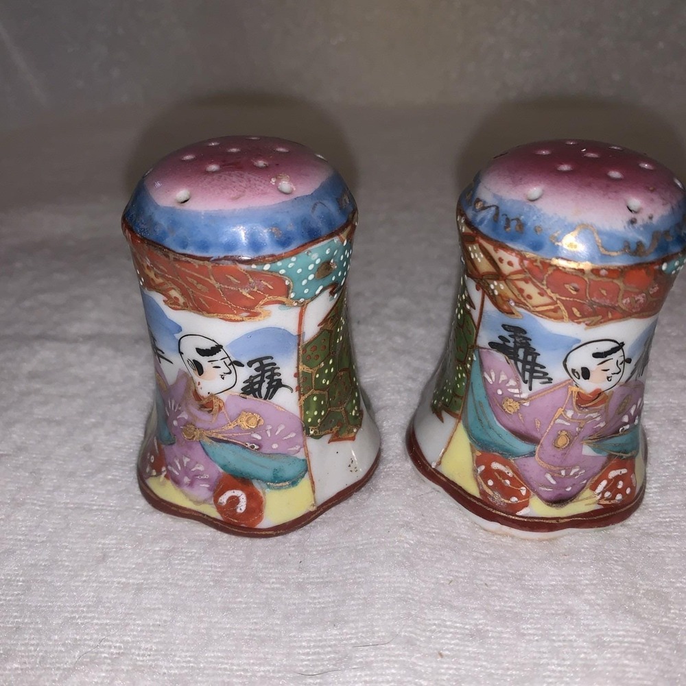 Vintage Asian Salt & Pepper Shakers Porcilian
